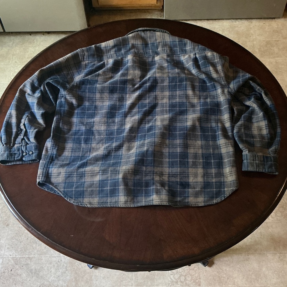 Outdoor Exchange- Blue Plaid Flannel Shirt Jacket - Picture 5 of 5